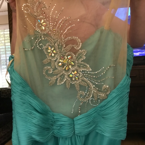 Beautiful turquoise beaded prom dress with wrap! - Picture 6 of 6
